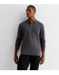 Dark Grey Cotton Long Sleeve Polo Shirt