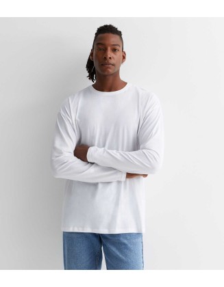  White Cotton Long Sleeve T-Shir